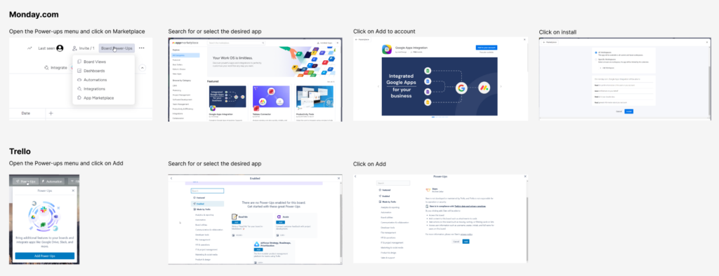 screens of different competitor screenshots