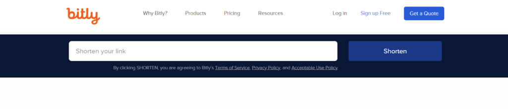 screenshot of bitly