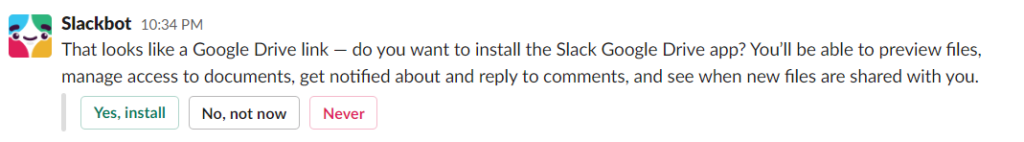 screenshot of slackbot