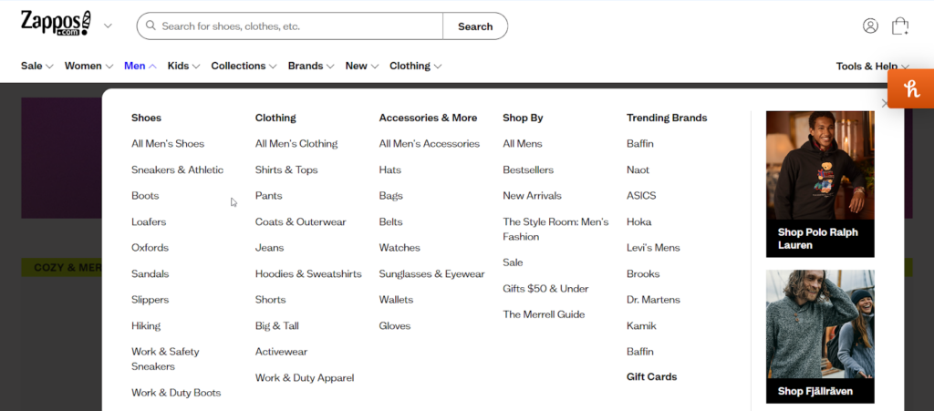 zappos screenshot
