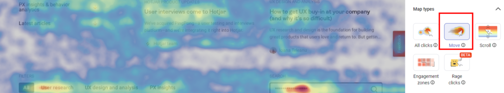 hotjar heatmap screenshot