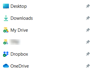 pinned folders screenshot