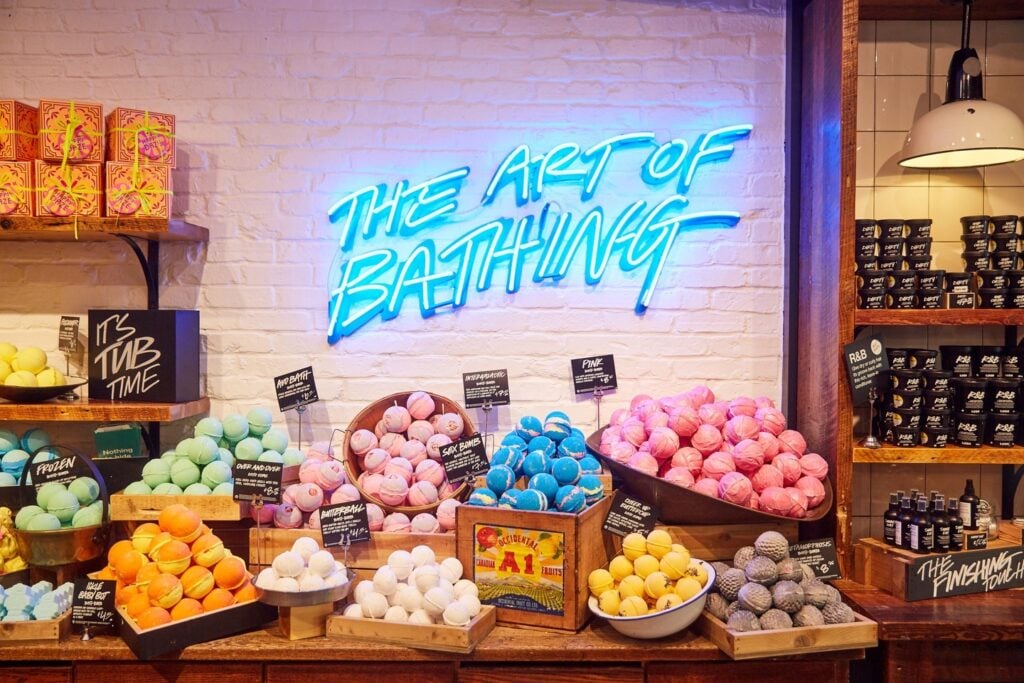 A photo of Lush's in-store display.