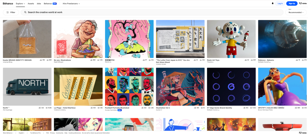 Behance explore design page