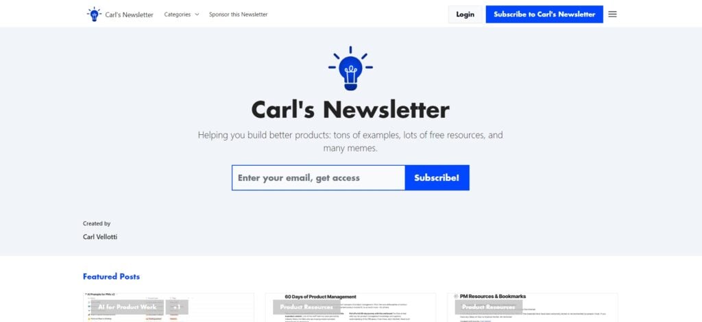 Carl's Newsletter website