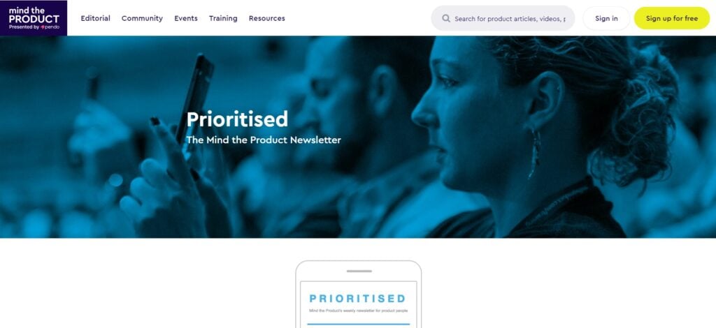 The Prioritised newsletter subscription page
