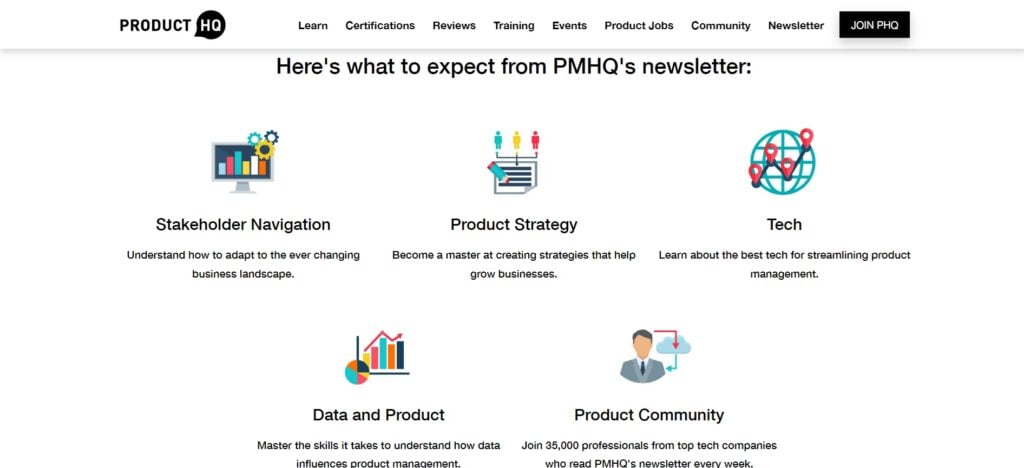 The Product HQ newsletter subscription page