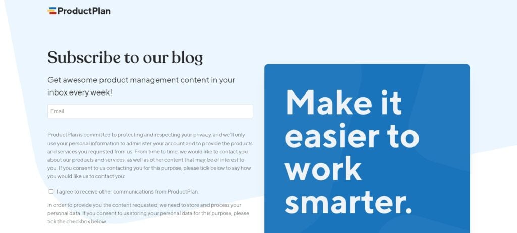 ProductPlan subscription page