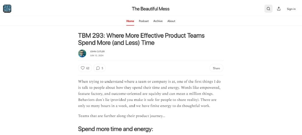 Website screenshot of The Beautiful Mess