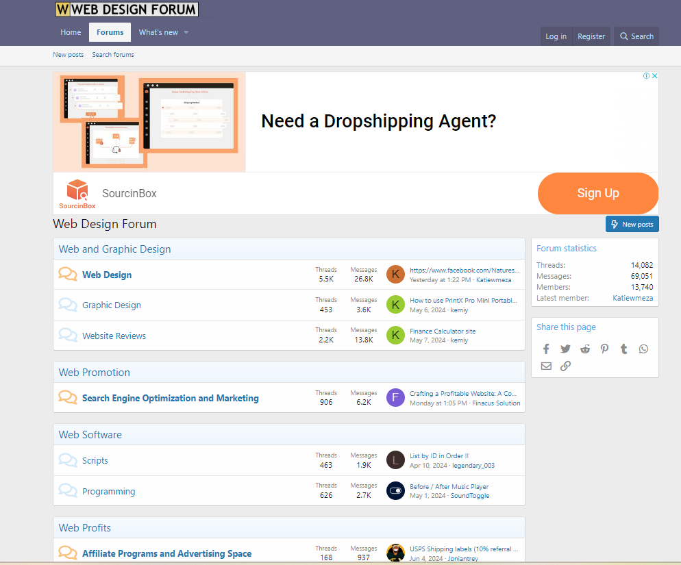 Web Design Forum page
