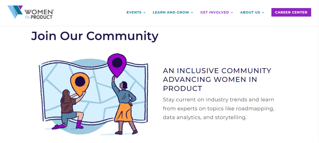 Women in Product landing page
