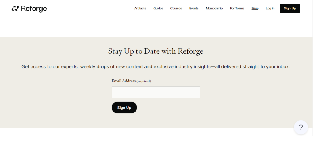 Reforge newsletter homepage