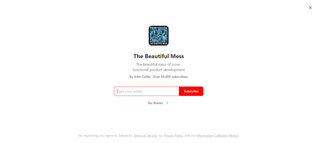 The Beautiful Mess newsletter landing page