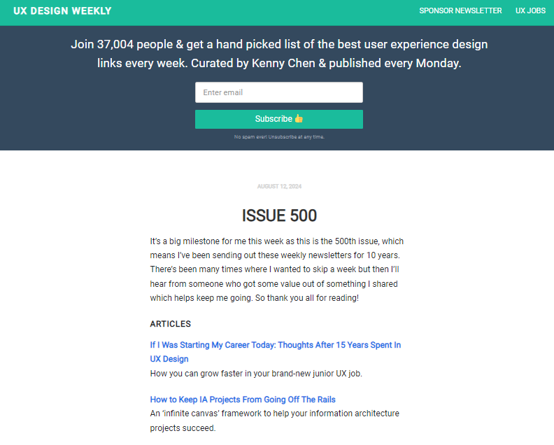 UX Design Weekly newsletter issue