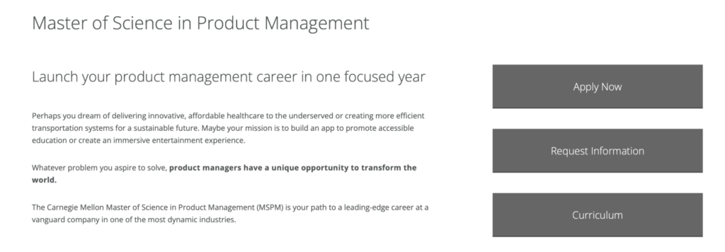 resources for product managers - master of science in product management screenshot