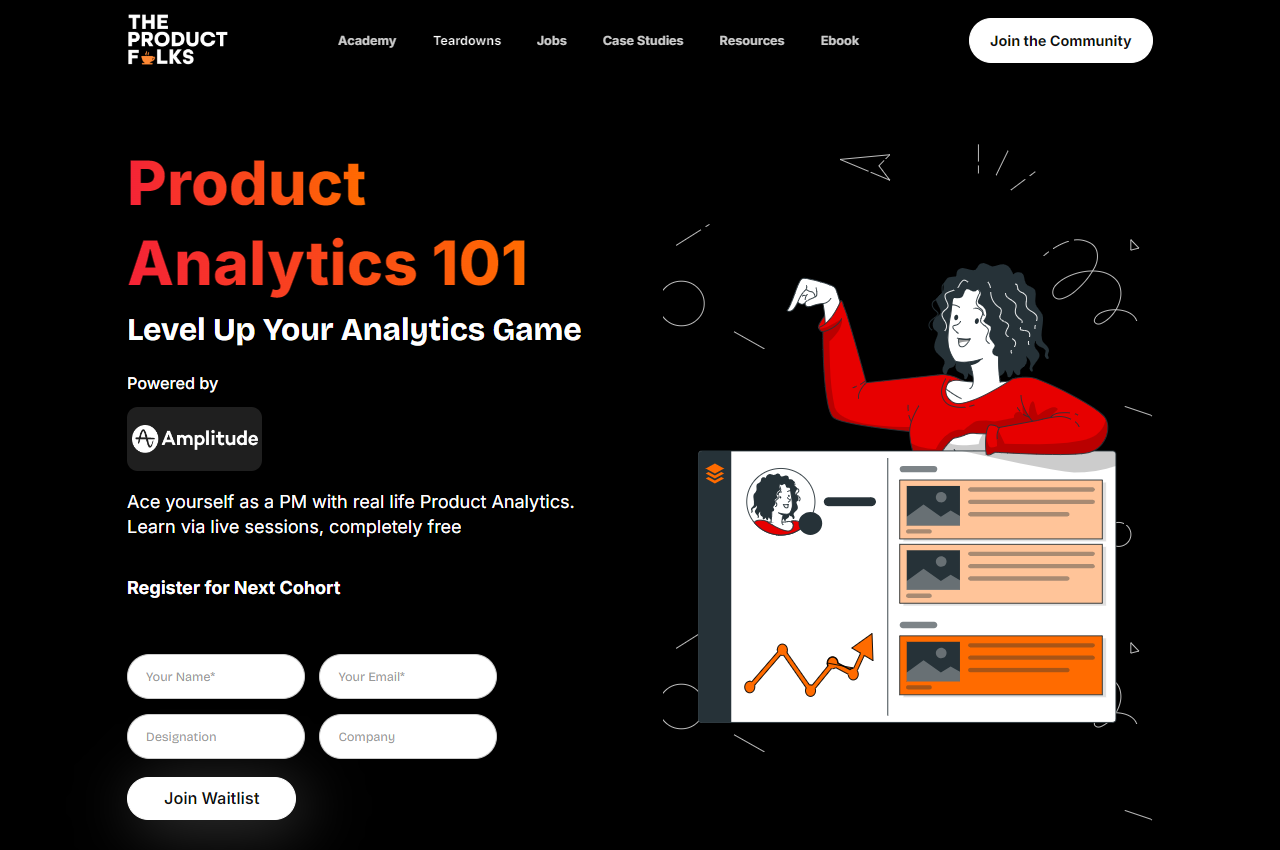 Screenshot of the landing page for Product Analytics 101 course