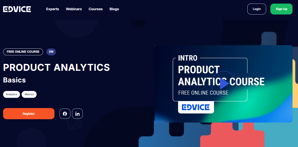 Product Analytics Basics course landing page