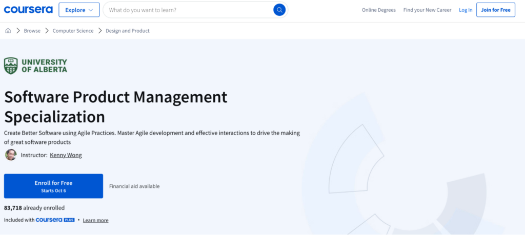 resources for product managers - software product management by coursera screenshot