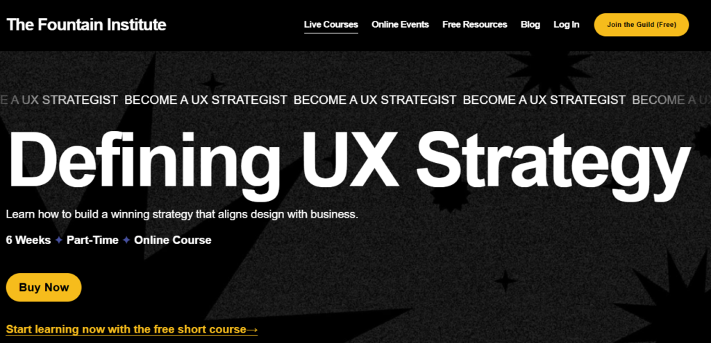 Overview page of the Defining UX Strategy course
