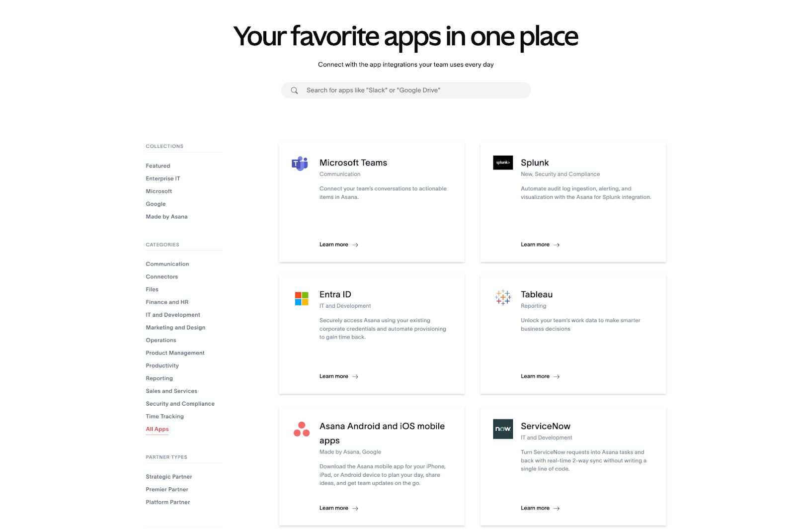Asana Integration Capabilities screenshot