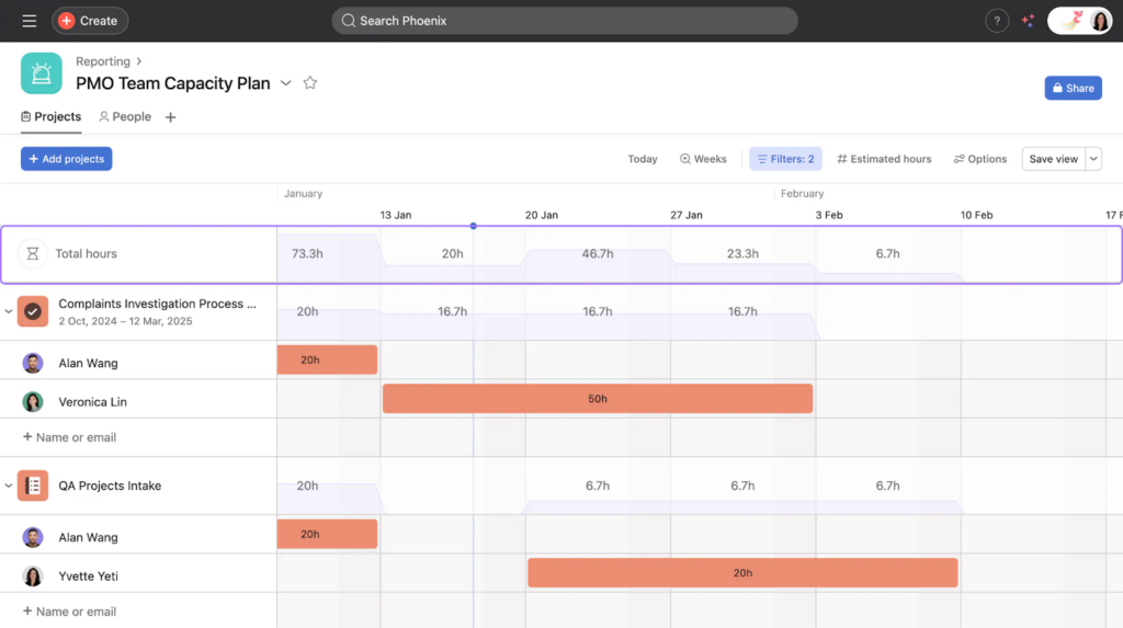 Asana Scalability and Team Size screenshot