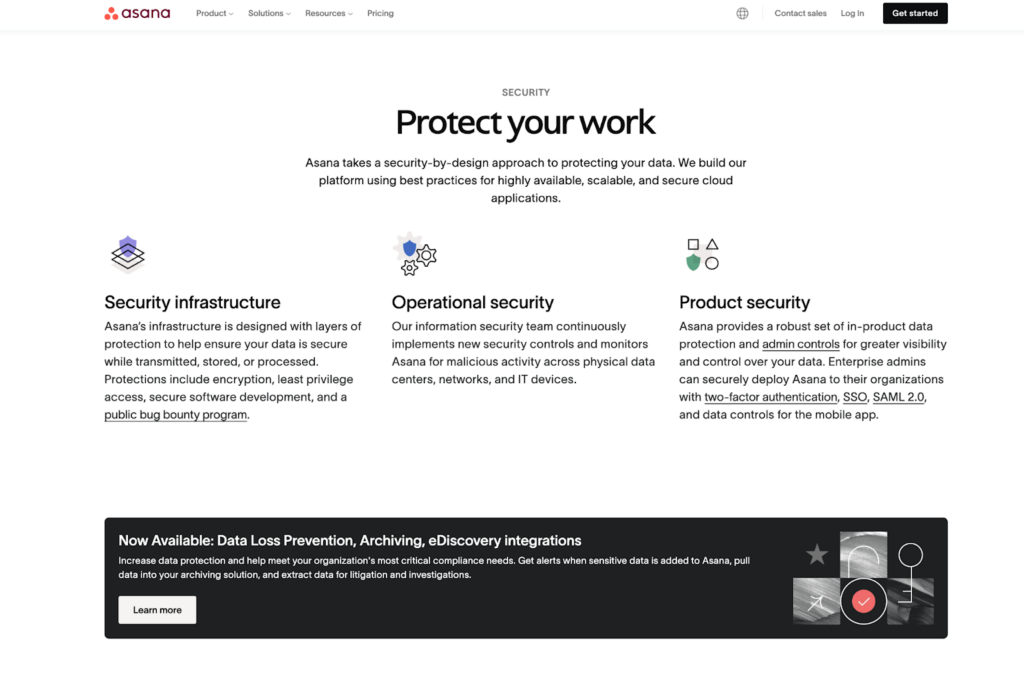 Asana Security Safeguards screenshot