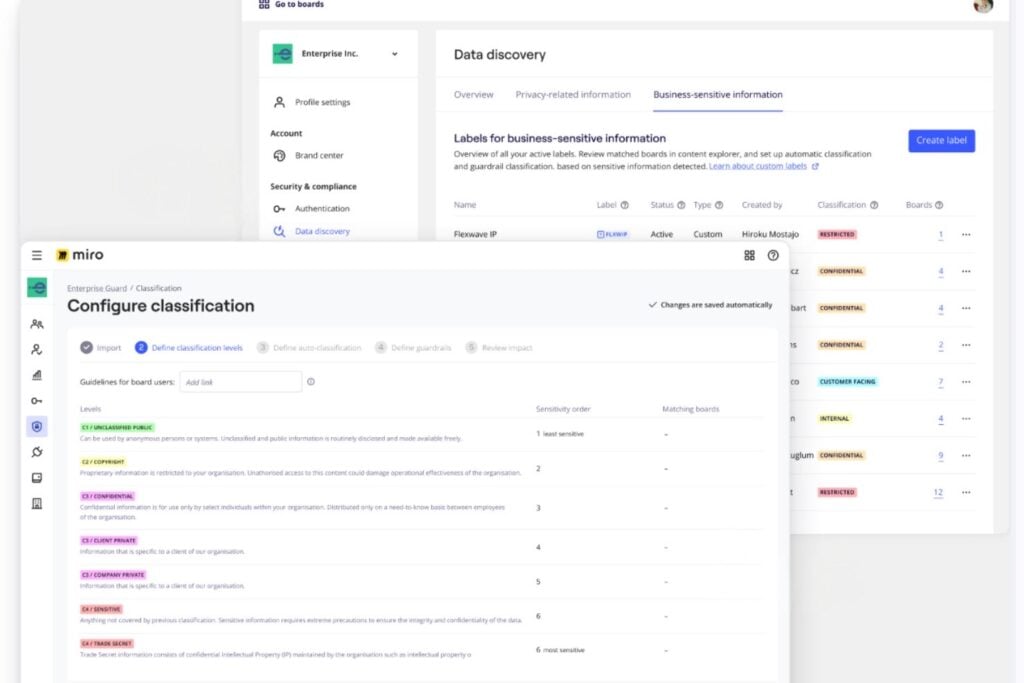 Miro Security Safeguards screenshot