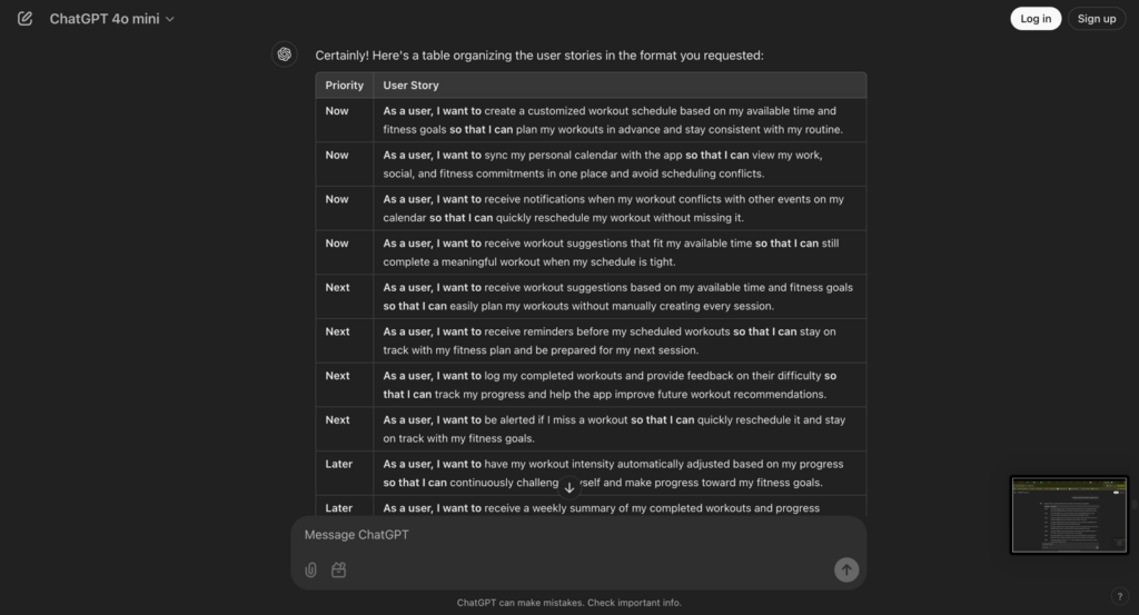 An overview of the final response of ChatGPT for Step 4: From Ideas to Execution