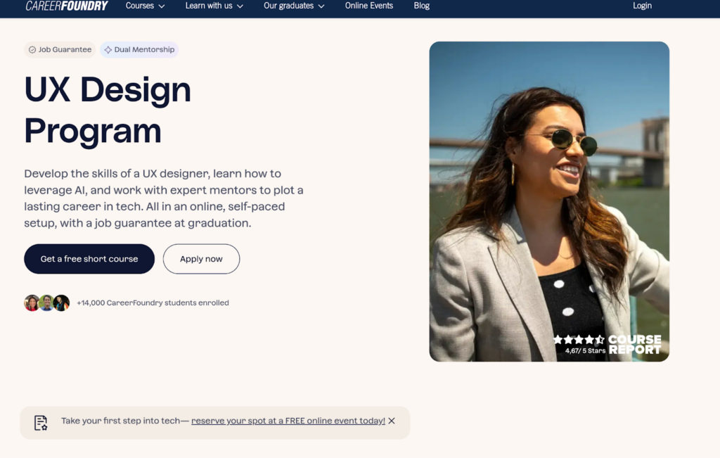 CareerFoundry UX Design Program screenshot