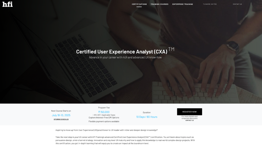 Certified User Experience Analyst (CXA) screenshot