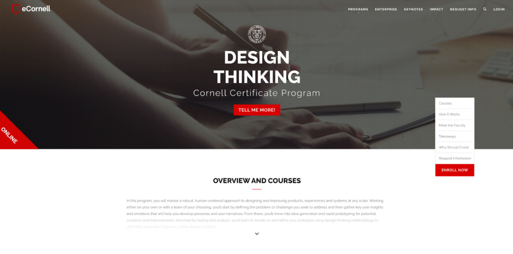 eCornell's Design Thinking certificate