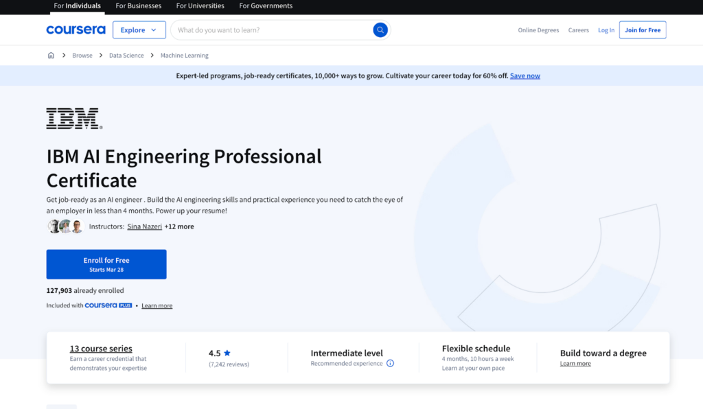 IBM AI Engineering Professional Certificate screenshot
