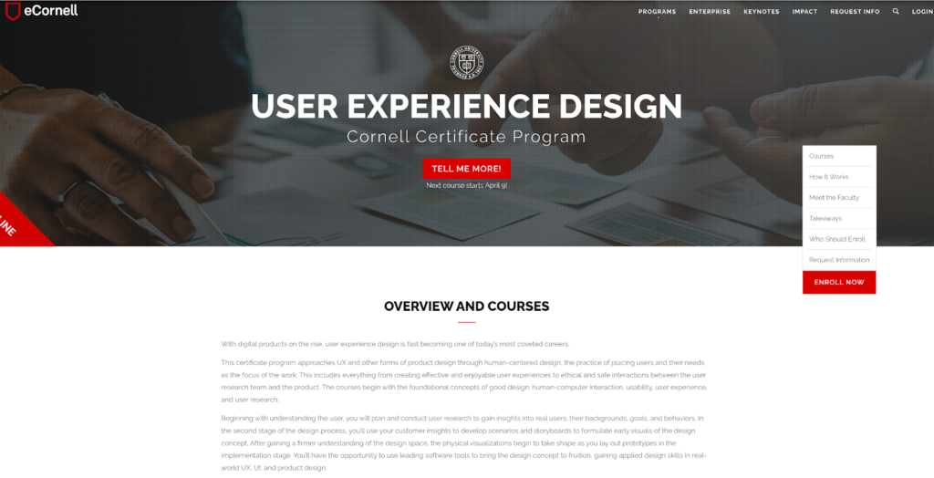 User Experience Design Cornell Certificate Program
