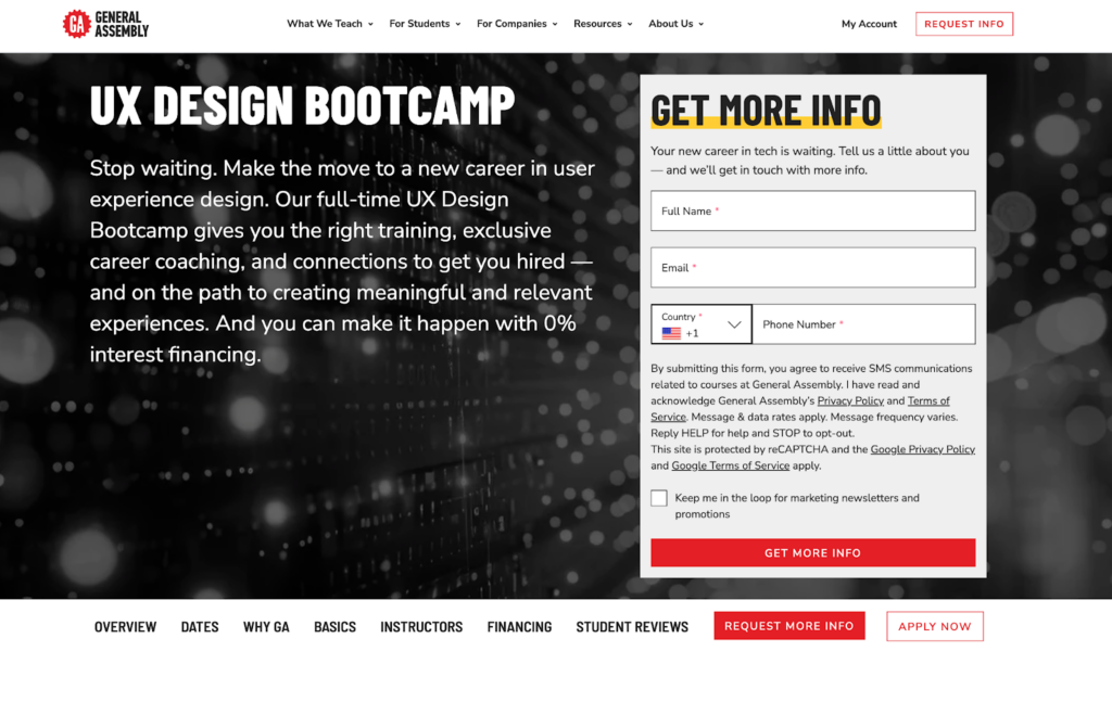 User Experience Design Immersive (UXDI) Certification Landing Page