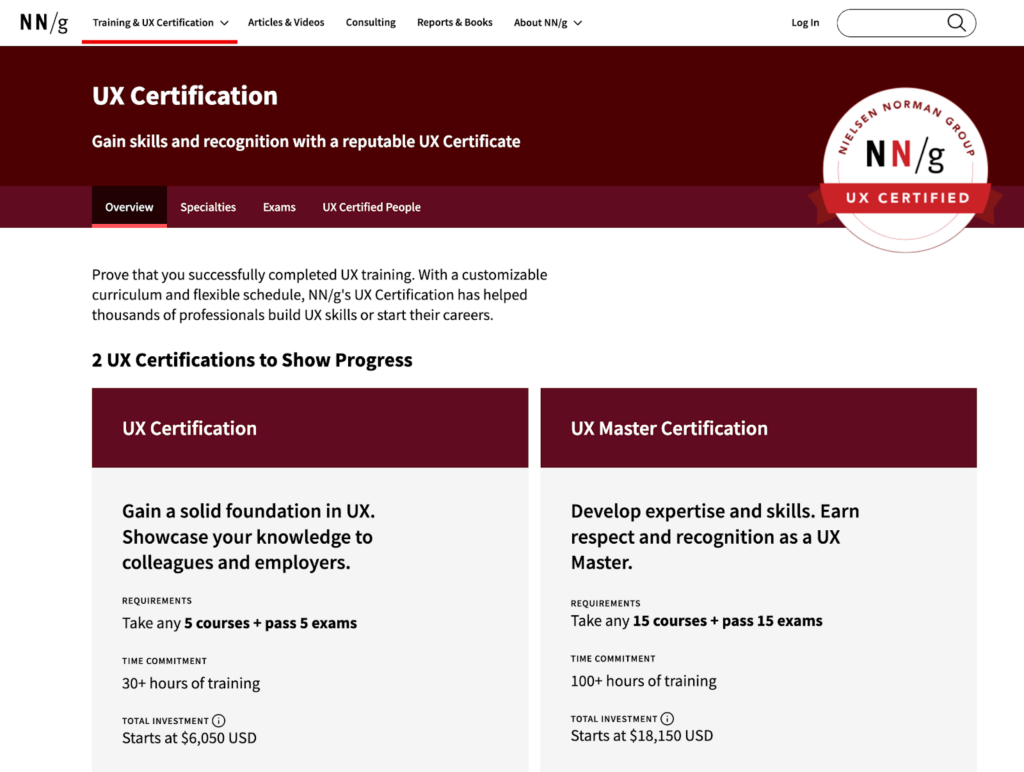 NN/g's UX Certifications